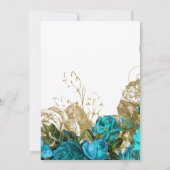 Turquoise en Gold  Floral Wedding Kaart (Achterkant)
