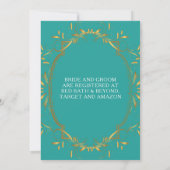 Turquoise en Gold Flourish Wedding Shower Kaart (Achterkant)