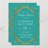 Turquoise en Gold Flourish Wedding Shower Kaart (Voorkant / Achterkant)