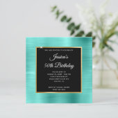 Turquoise en Gold Foil Black 50th Birthday Kaart (Staand voorkant)