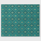 Turquoise en Gold Foil Crown Pattern Cadeaupapier (Vlak)
