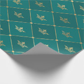 Turquoise en Gold Foil Crown Pattern Cadeaupapier (Hoek)