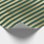 Turquoise en Gold Foil Stripes Cadeaupapier (Hoek)