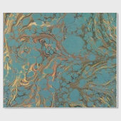 Turquoise en Gold, gemarmerd. Cadeaupapier (Vlak)