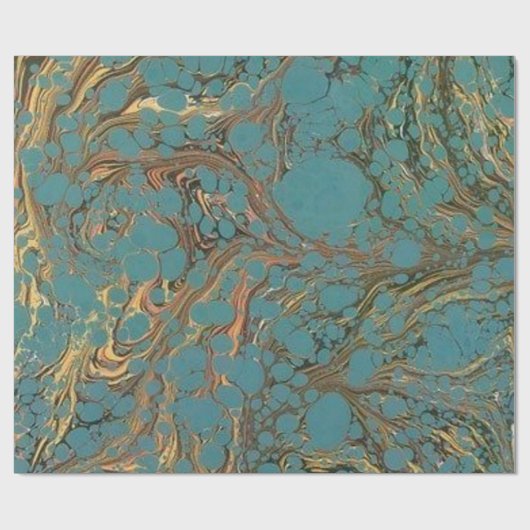 Turquoise en Gold, gemarmerd. Cadeaupapier (Vlak)