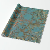 Turquoise en Gold, gemarmerd. Cadeaupapier (Uitgerold)