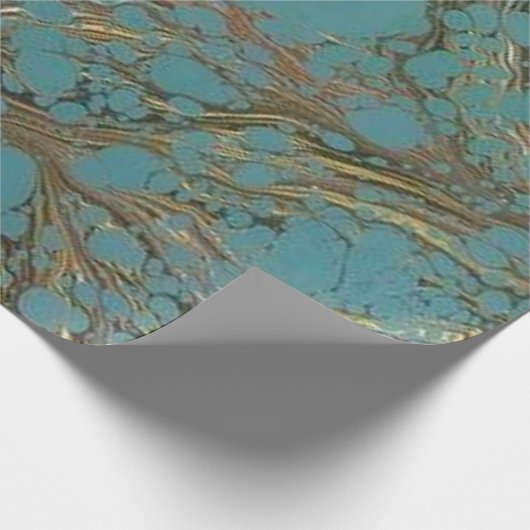 Turquoise en Gold, gemarmerd. Cadeaupapier (Hoek)