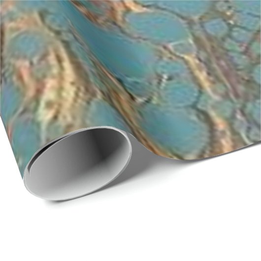 Turquoise en Gold, gemarmerd. Cadeaupapier (Rol Hoek)