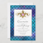Turquoise en Gold Gemstone Mermaid Quinceañera Kaart (Voorkant)