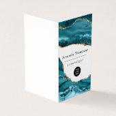 Turquoise en Gold Geode Agate Stone Visitekaartje (Buitenkant)