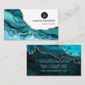 Turquoise en Gold Geode Agate Stone Visitekaartje (Voorkant / Achterkant)
