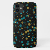 Turquoise en Gold Glitter Confetti Telefoon Case (Achterkant)