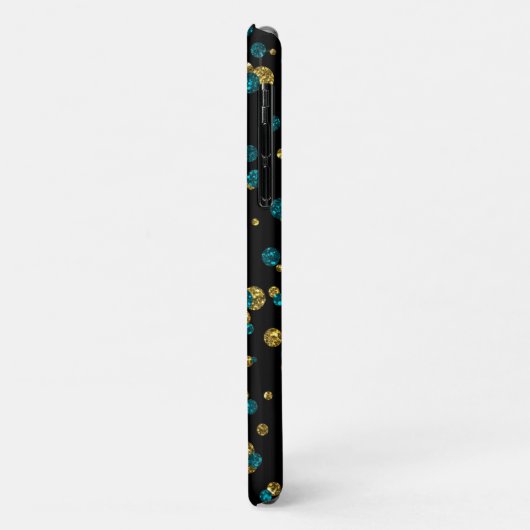 Turquoise en Gold Glitter Confetti Telefoon Case (Achterkant/links)