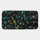 Turquoise en Gold Glitter Confetti Telefoon Case (Achterkant (horizontaal))
