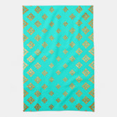 Turquoise en Gold Glitter Diamond Pattern Theedoek (Verticaal)