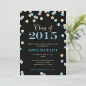 Turquoise en Gold Glitter Graduatie Uitnodigingen (Staand voorkant)