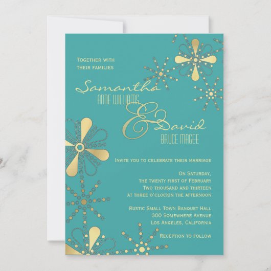 Turquoise en Gold Indian Geïnspireerd Wedding Kaart (Voorkant)