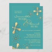 Turquoise en Gold Indian Geïnspireerd Wedding Kaart (Voorkant / Achterkant)