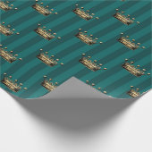 Turquoise en Gold King Crown Cadeaupapier (Hoek)