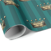 Turquoise en Gold King Crown Cadeaupapier (Rol Hoek)
