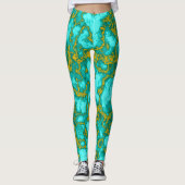 Turquoise en Gold Leggings (Voorkant)