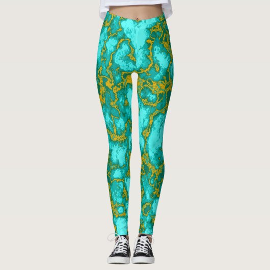 Turquoise en Gold Leggings (Voorkant)