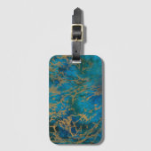 Turquoise en Gold Marble Bagagelabel (Voorkant (verticaal))