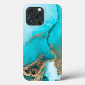 Turquoise en Gold Marble Case-Mate iPhone Case (Achterkant)