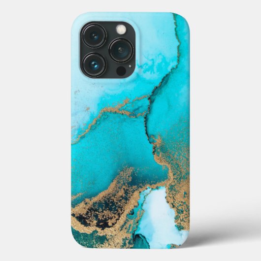Turquoise en Gold Marble Case-Mate iPhone Case (Achterkant)