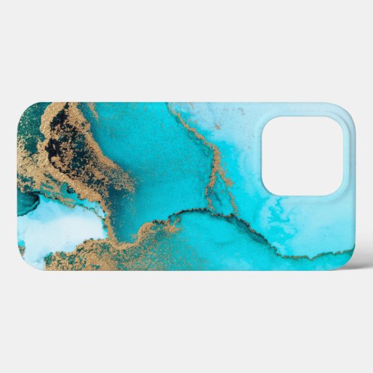 Turquoise en Gold Marble Case-Mate iPhone Case (Achterkant (horizontaal))