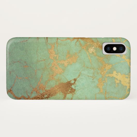 Turquoise en Gold Marble iPhone / iPad case (Achterkant (horizontaal))
