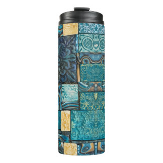 Turquoise en Gold Mosaic Tiles Thermosbeker