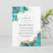  Turquoise en Gold Online Virtual Wedding Kaart (Staand voorkant)