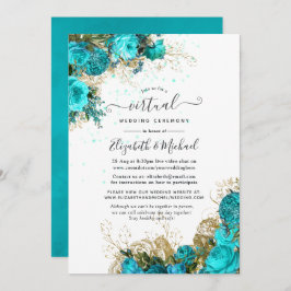  Turquoise en Gold Online Virtual Wedding Kaart