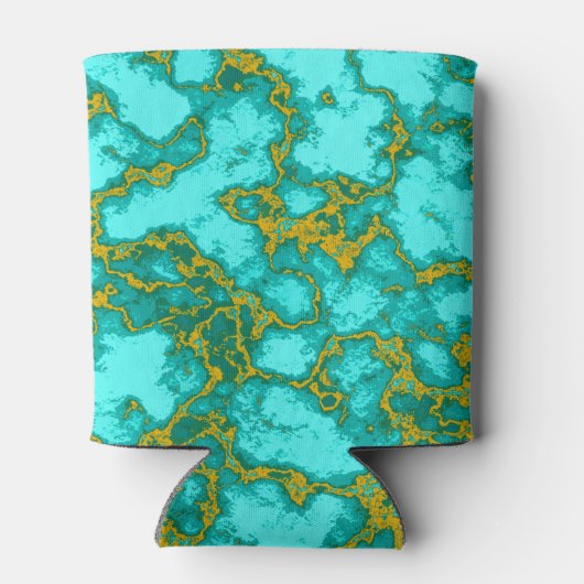Turquoise en Gold Pattern Blikjeskoeler (Achterkant)