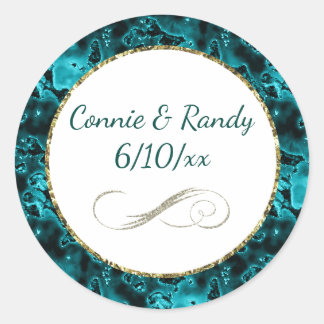 Turquoise en Gold Pattern Monogram Sticker