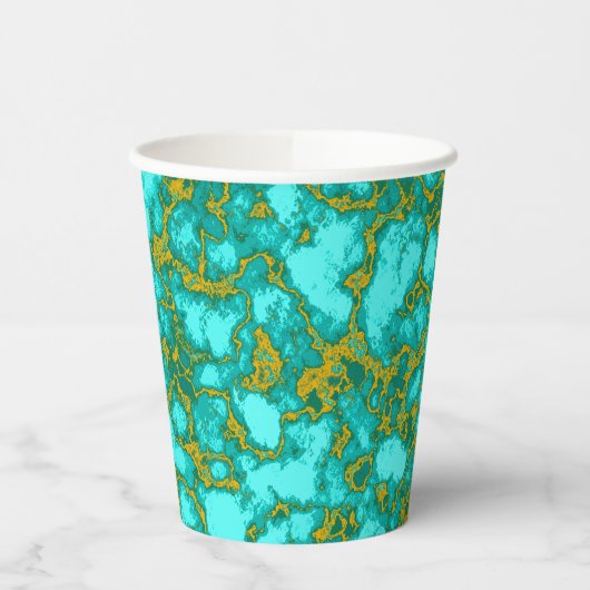 Turquoise en Gold Pattern Papieren Bekers (Links)