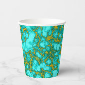 Turquoise en Gold Pattern Papieren Bekers (Voorkant)