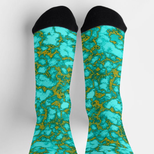 Turquoise en Gold Pattern Sokken (Top)