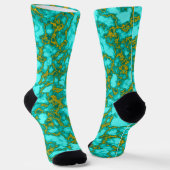 Turquoise en Gold Pattern Sokken (Gebogen)