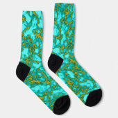 Turquoise en Gold Pattern Sokken (Rechts)