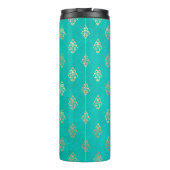 Turquoise en Gold Peacock thema Damask Thermosbeker (Achterkant)