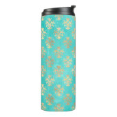  Turquoise en Gold Peacock thema Damask Thermosbeker (Gedraaid links)