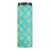  Turquoise en Gold Peacock thema Damask Thermosbeker (Achterkant)
