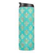 Turquoise en Gold Peacock thema Damask Thermosbeker (Geroteerd rechts)