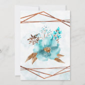 Turquoise en Gold Peony Geometric Invita Kaart (Achterkant)