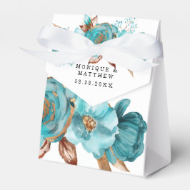  Turquoise en Gold Peony Wedding Bedankdoosjes