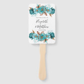  Turquoise en Gold Peony Wedding Handwaaier (Voorkant)