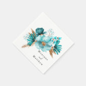  Turquoise en Gold Peony Wedding Servet (Hoek)