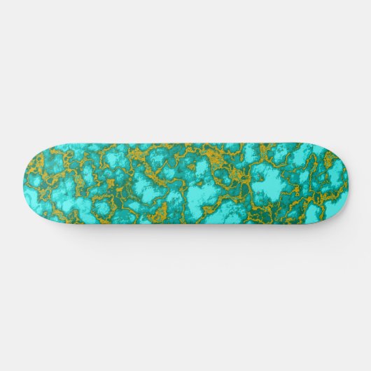 Turquoise en Gold Persoonlijk Skateboard (Horizontaal)
